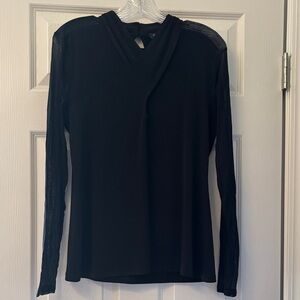 INC International Concepts Black Long-Sleeve V-Neck Crossover Top
